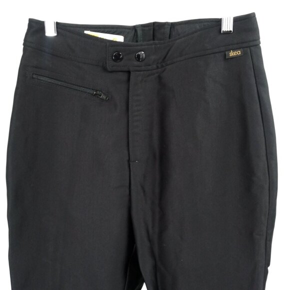 Vintage Skea Wool Blend Ski Pants Size 12 Black Stirrups Stretch 80s Snow Bunny - Picture 2 of 11